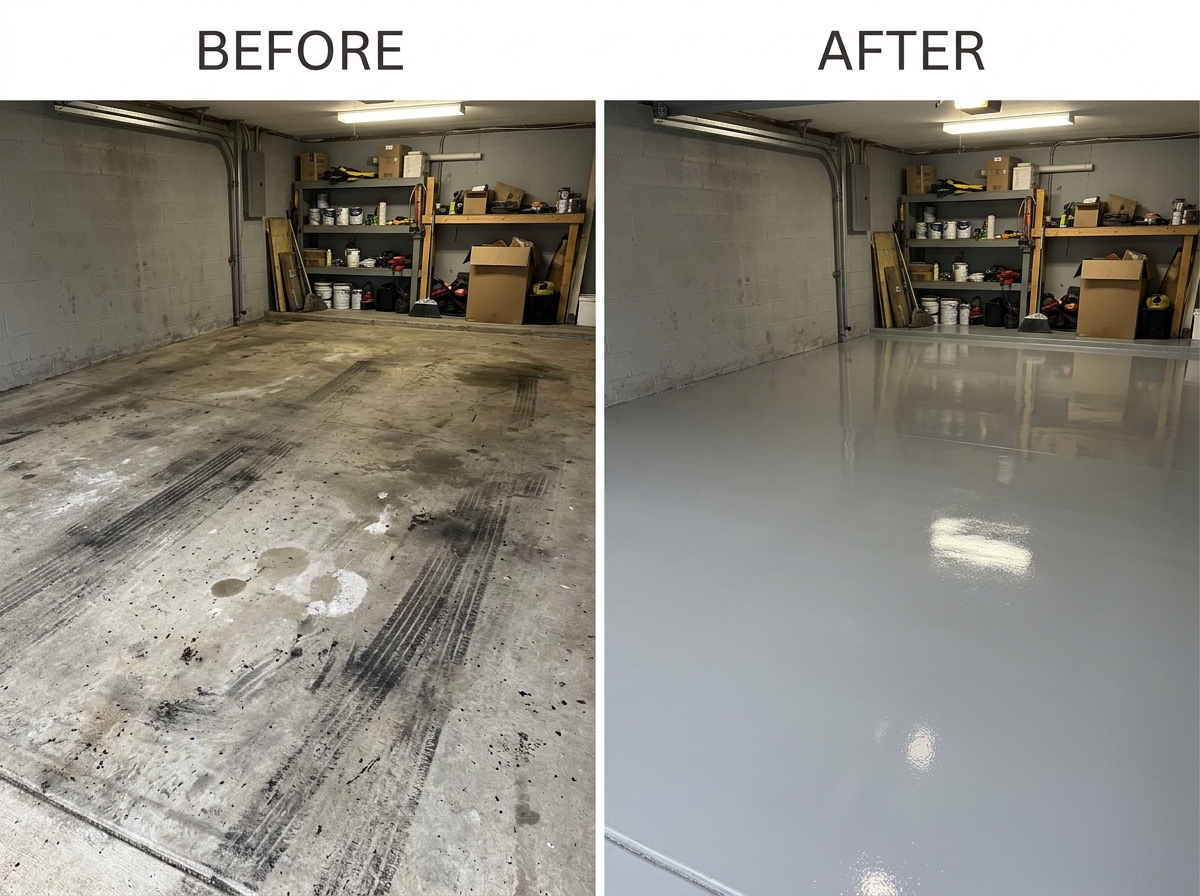 Cypress garage epoxy before and after