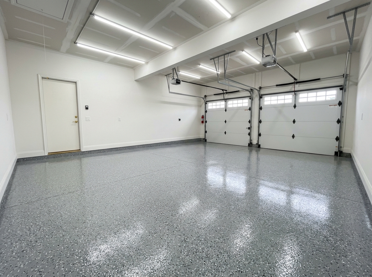 Garage floor before and after epoxy coating