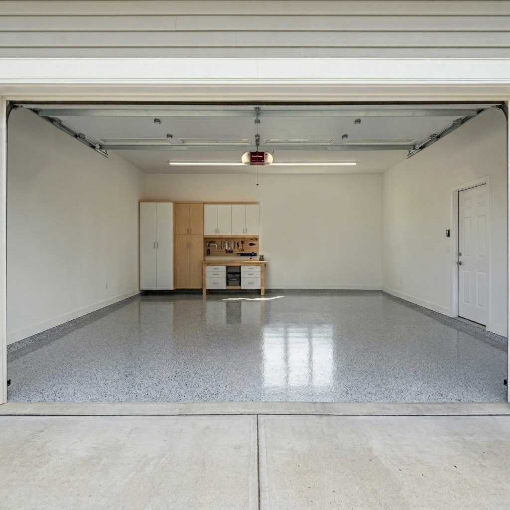 Two car garage epoxy floor